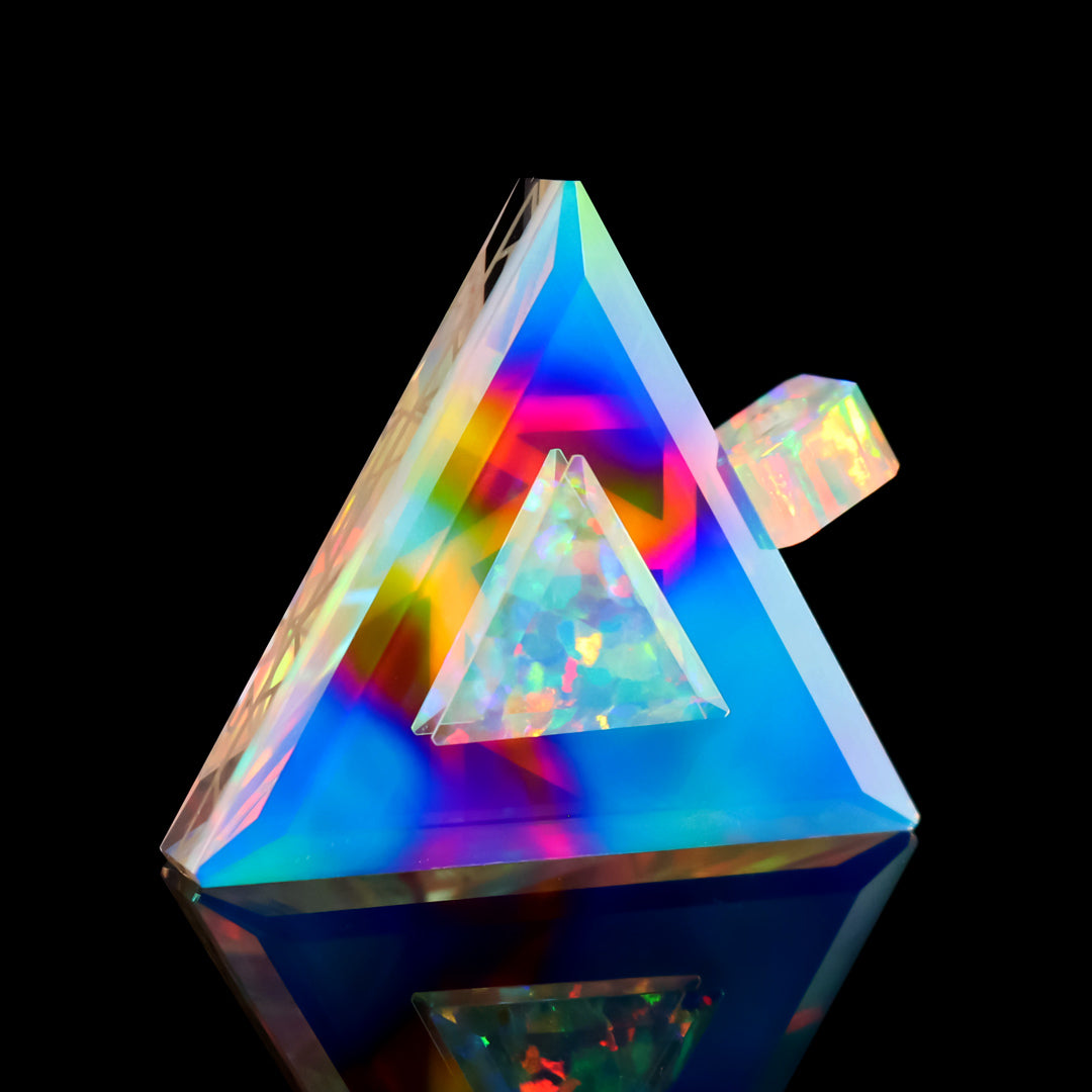 Cosmic Aurora UV Opal Triangle Pendant