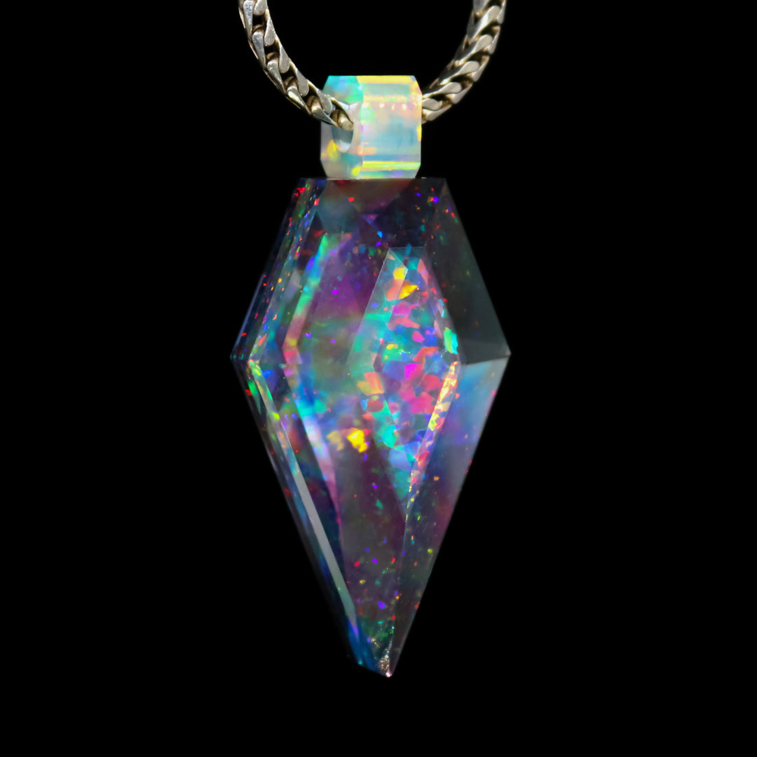 Faceted Cosmic Crystal Opal Pendant