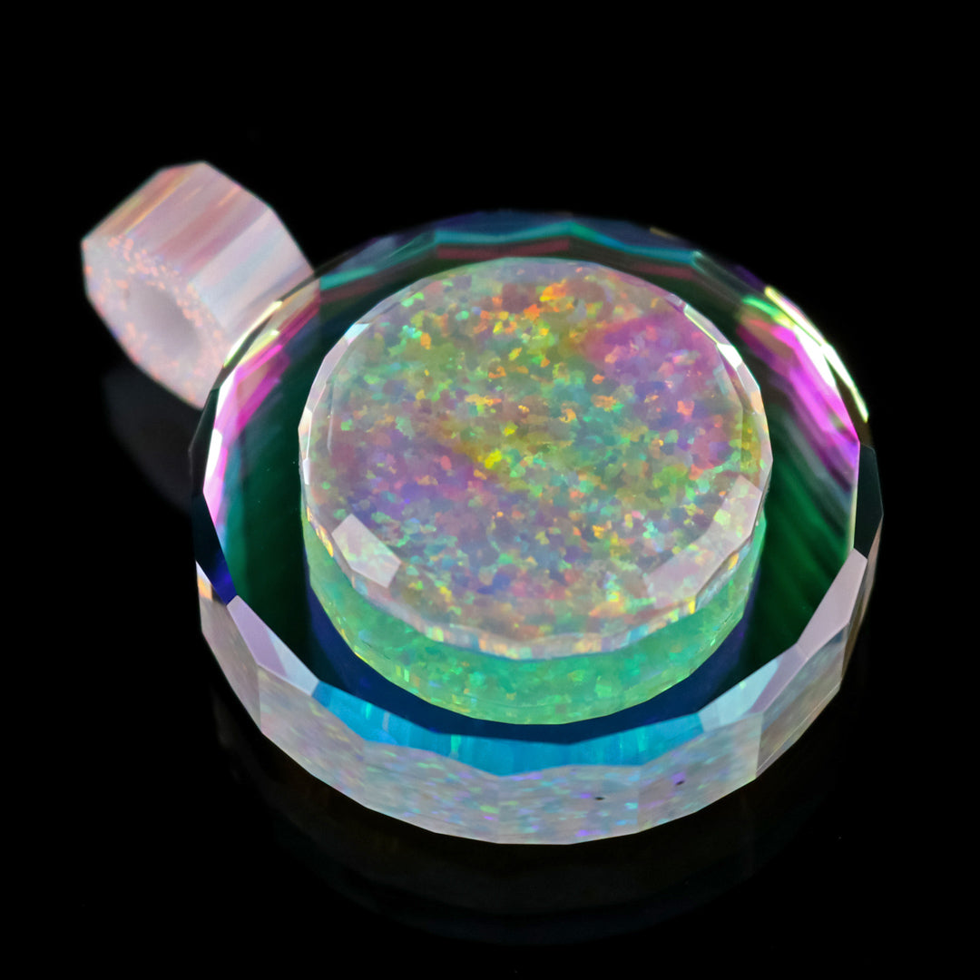 Faceted Dichropal Disk Infinity Pendant