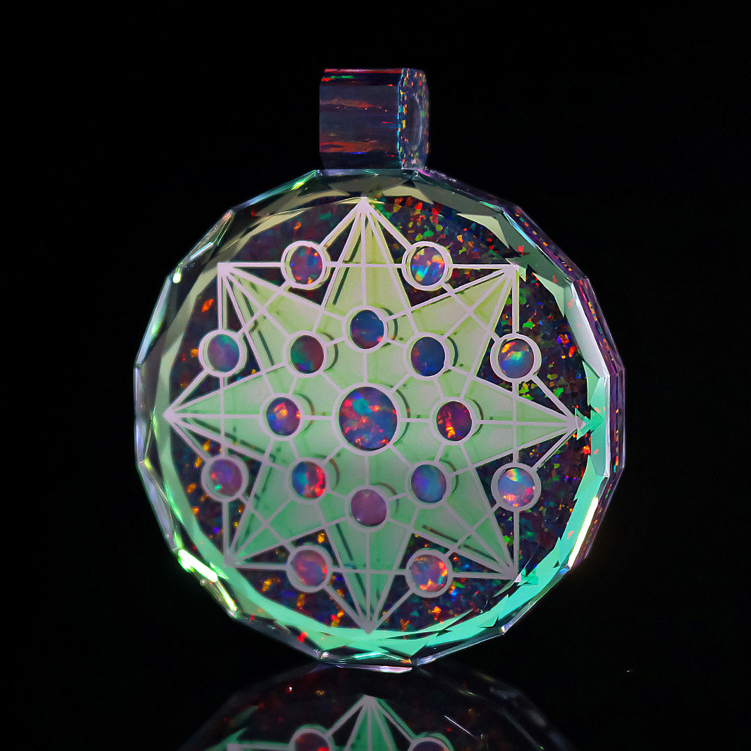 Silver Star Socketed Opal Pendant
