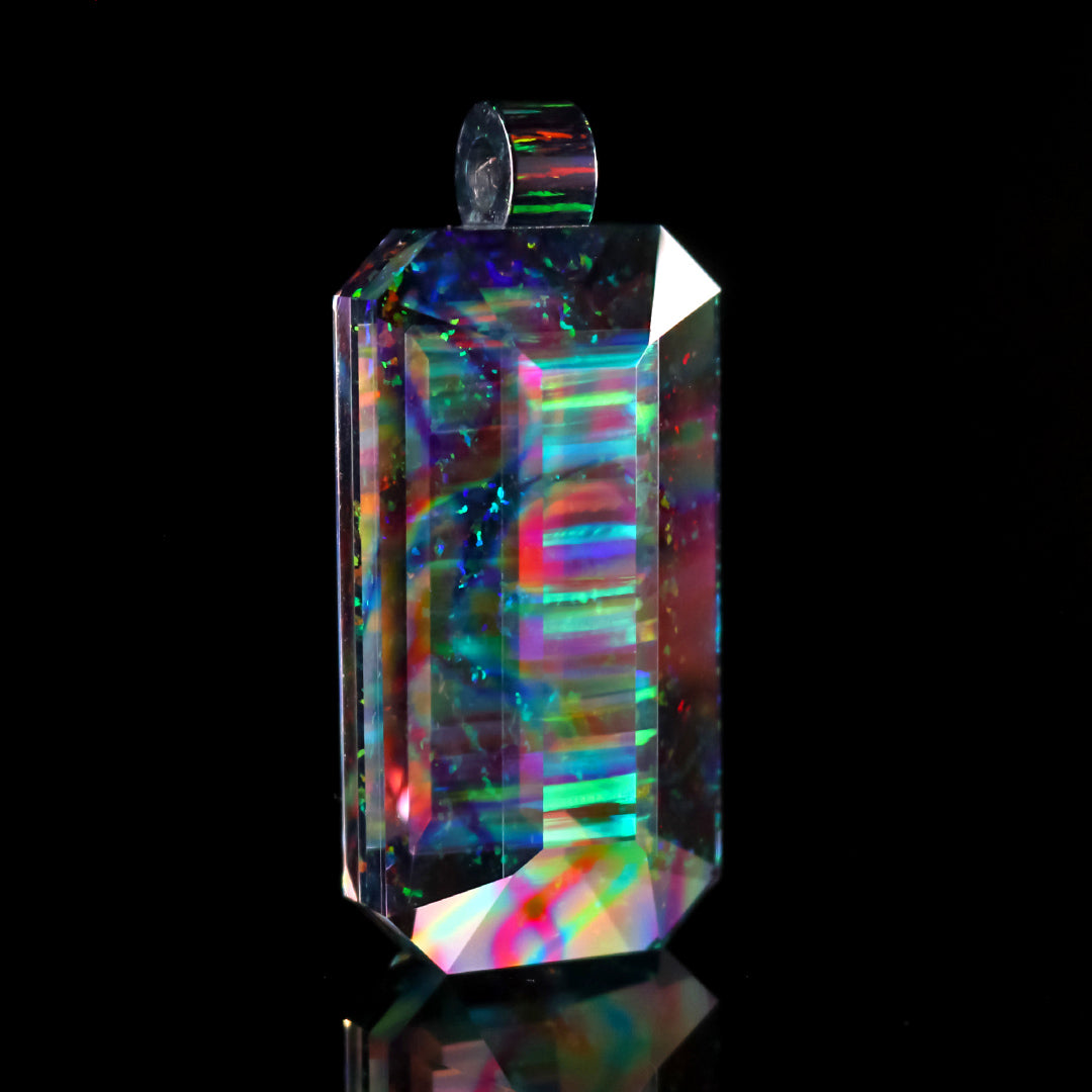 Faceted Cosmic Opal Tablet Pendant