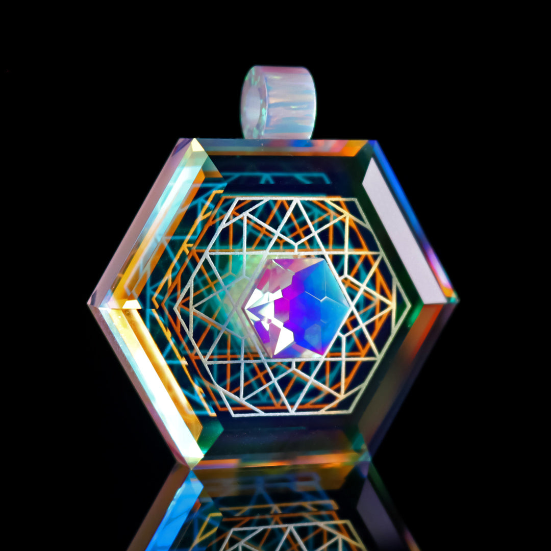 Faceted Hexagon Dichro Infinity Pendant