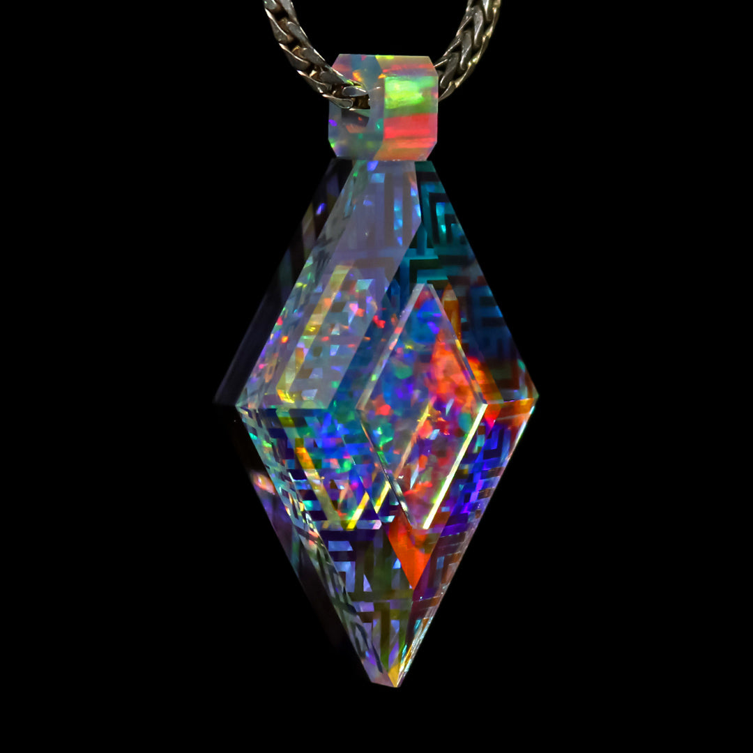 Faceted Holographic Opal Crystal Pendant