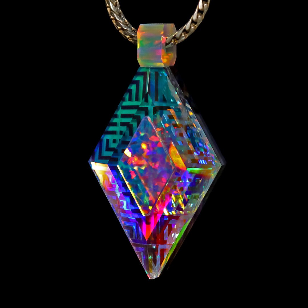 Faceted Holographic Opal Crystal Pendant