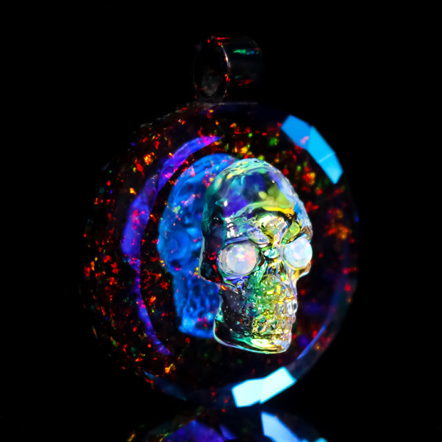 Faceted Berzerker Mini Opal Eye Skull Pendant