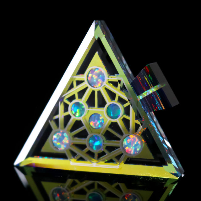 Faceted Gold & Silver Socketed Opal Triangle Pendant