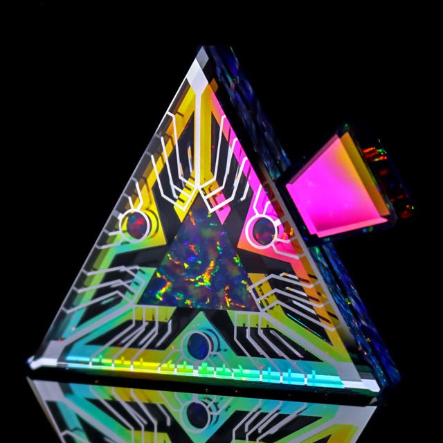 Faceted Quantum Opal Core Triangle Pendant
