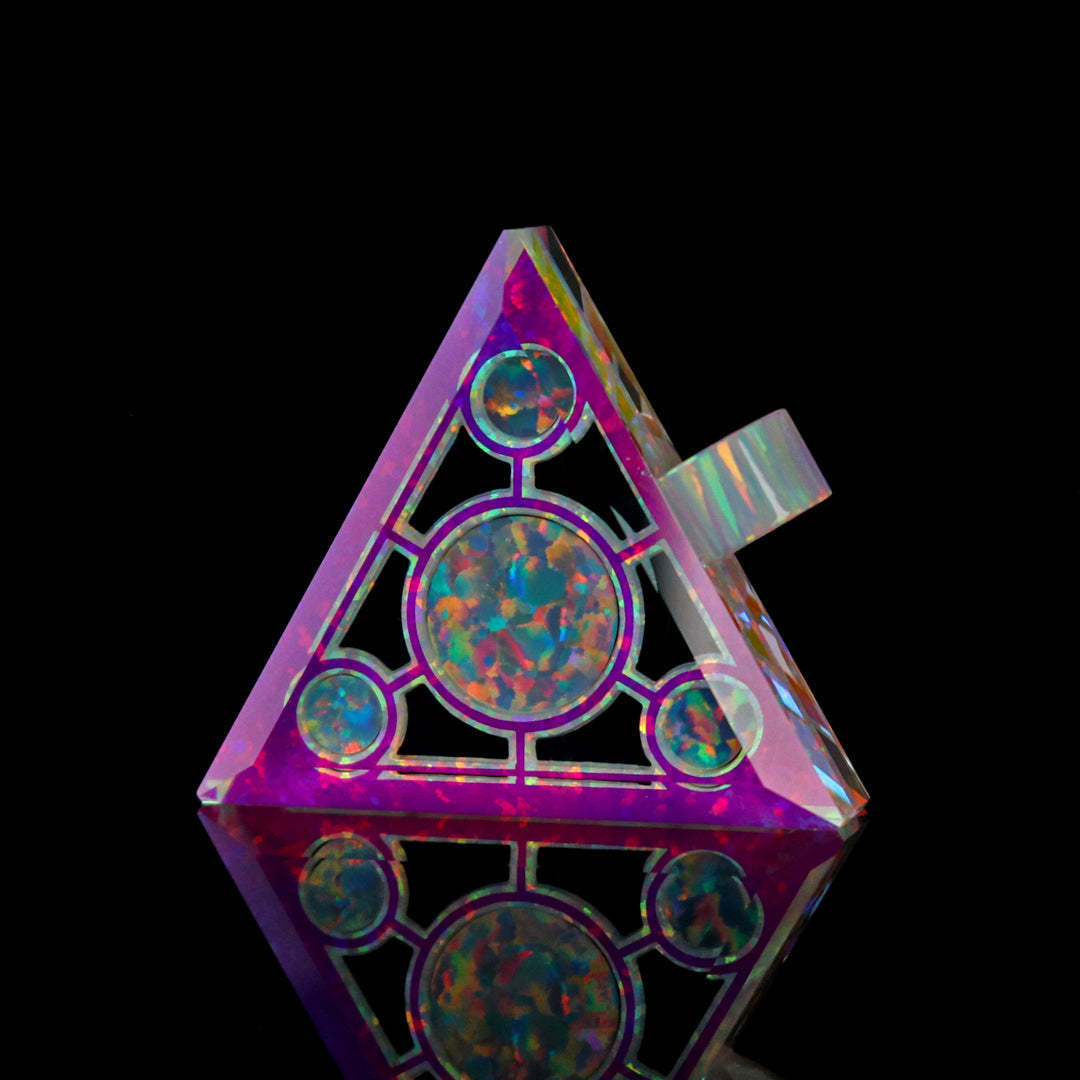 Cosmic Dust Socketed Opal Triangle Pendant