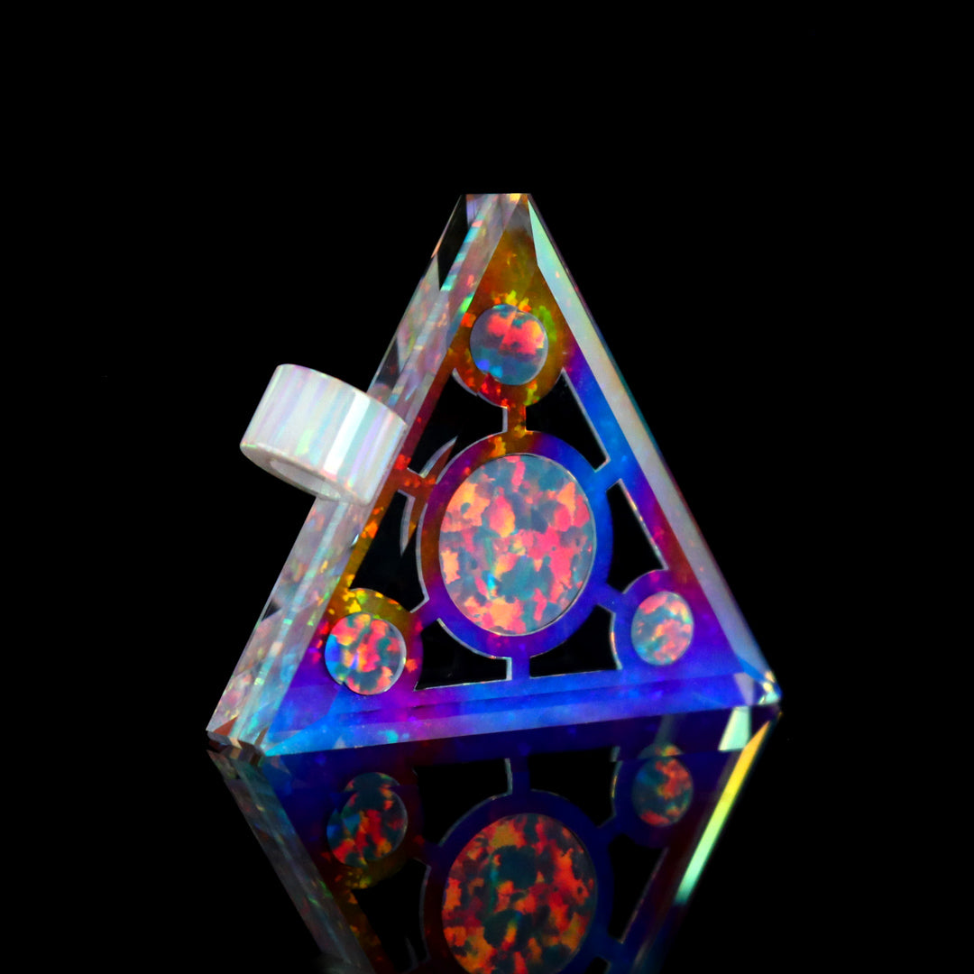 Cosmic Dust Socketed Opal Triangle Pendant
