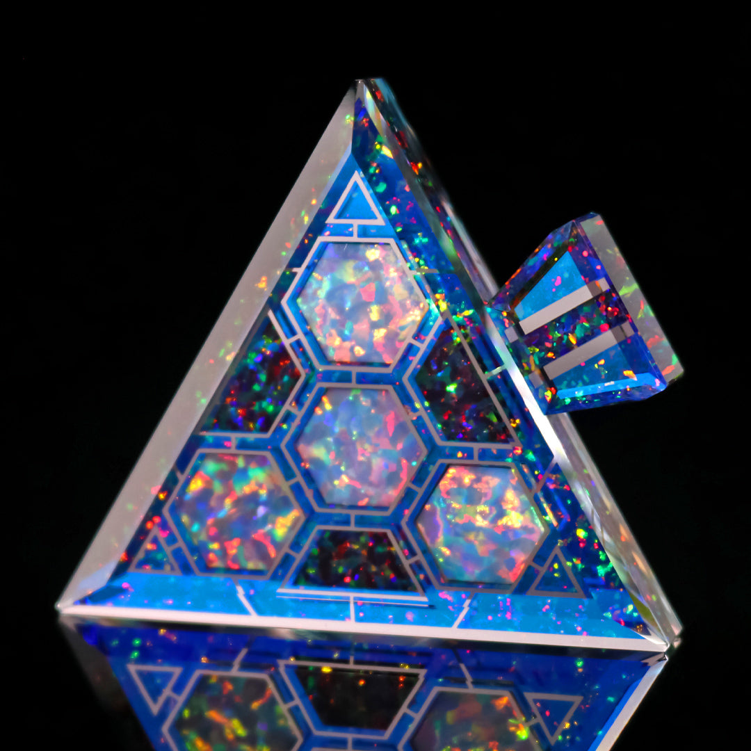 Socketed Hexagon Opal Triangle Pendant