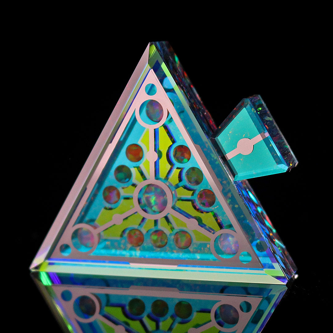 Triple Stacked Socketed Opal Triangle