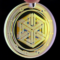 Blasted 3D Geometry Dichroic Refractor Coin Pendant