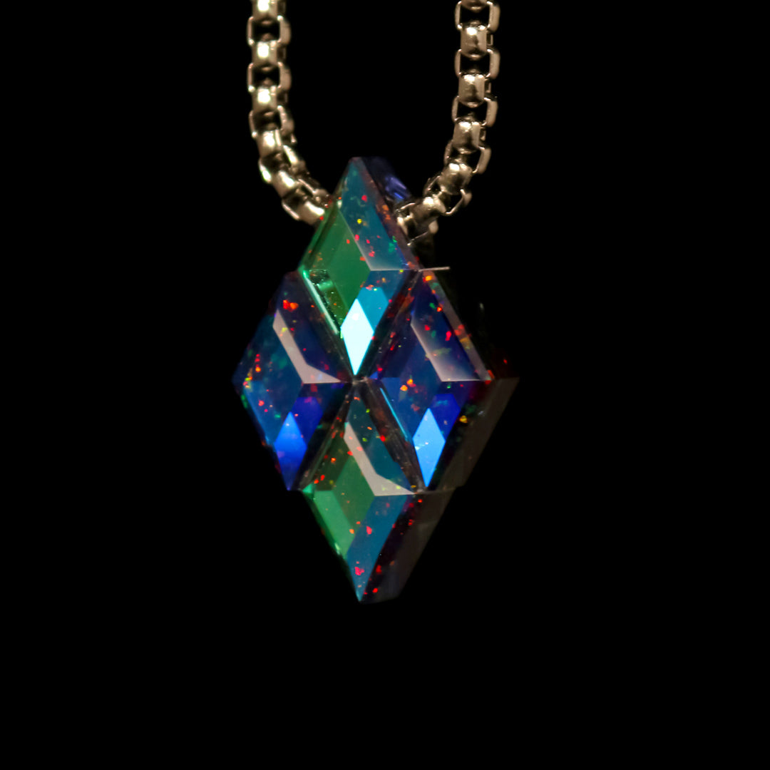 Faceted Deco Diamond Cluster Pendant (2C)