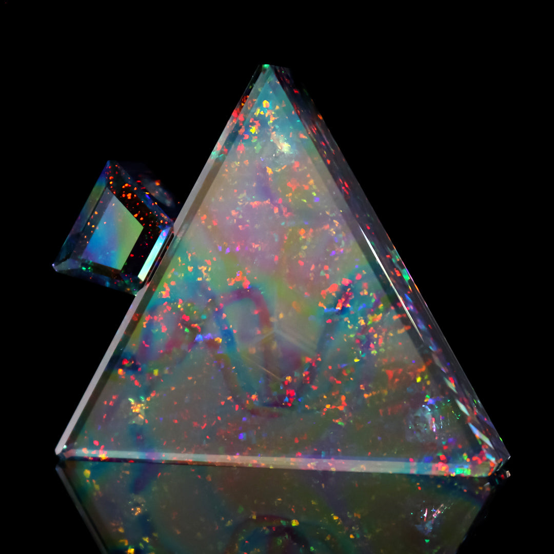 Black Opal Cube Core Triangle Pendant