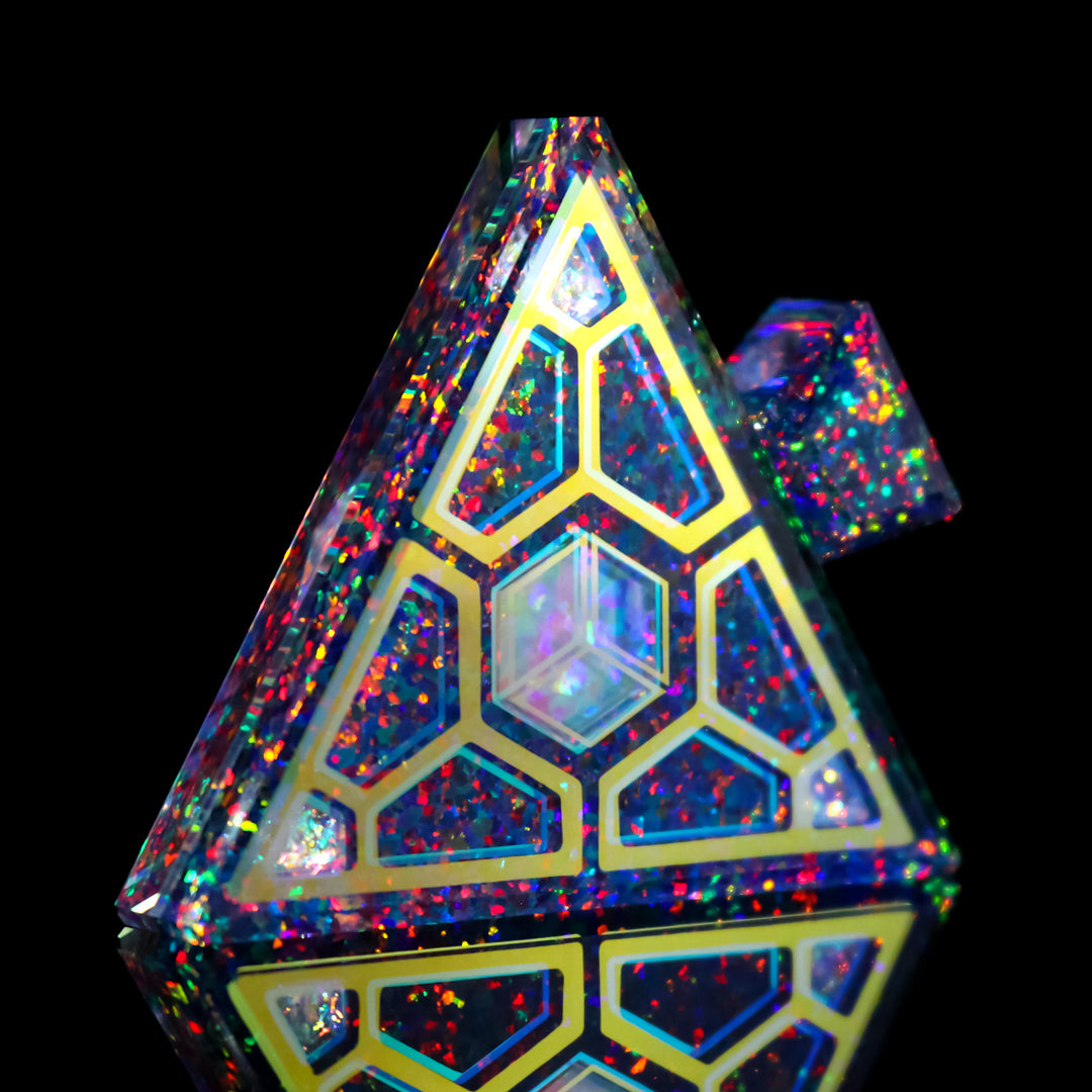 Black Opal Cube Core Triangle Pendant
