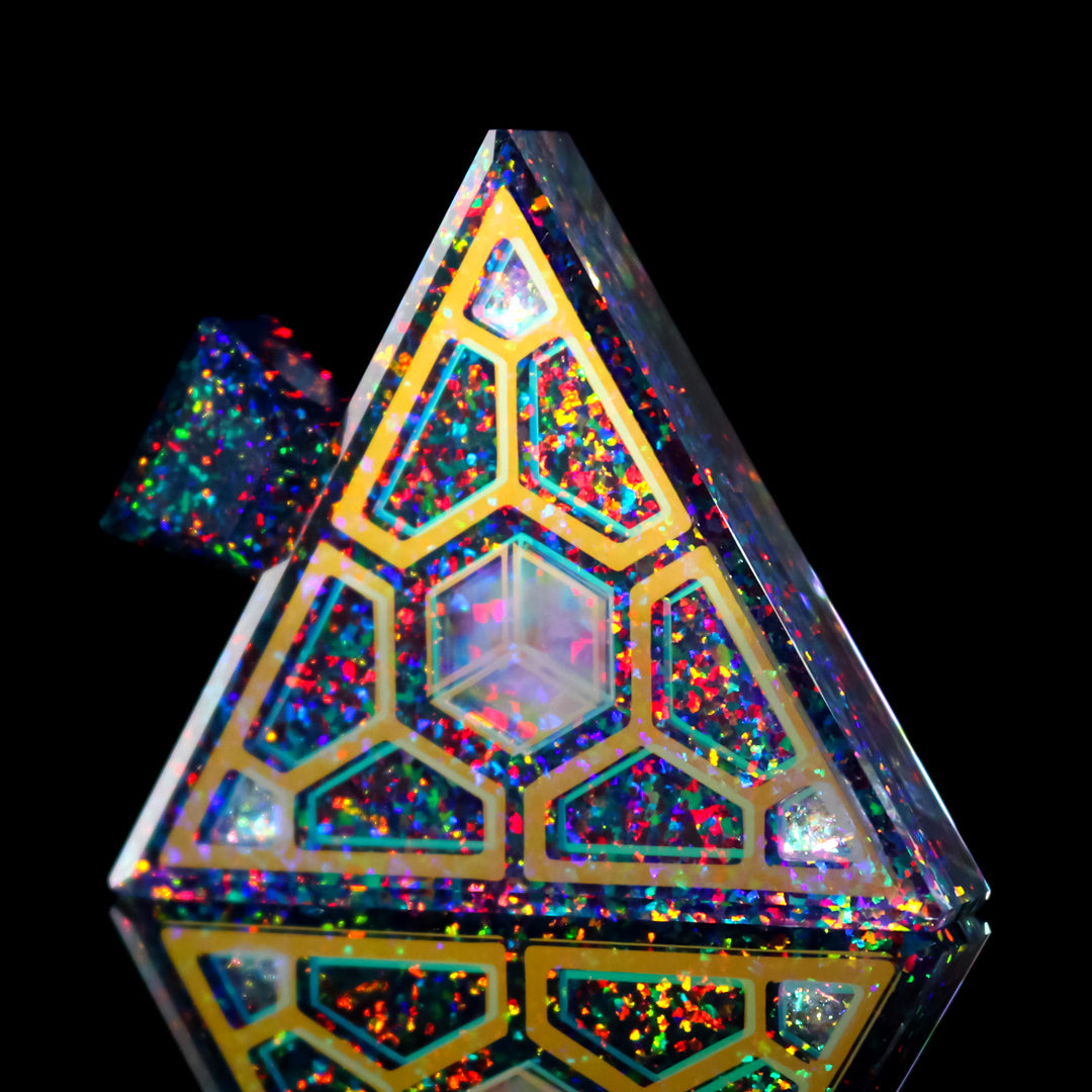 Black Opal Cube Core Triangle Pendant