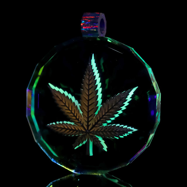 Faceted UV Dichro Leaf Pendant
