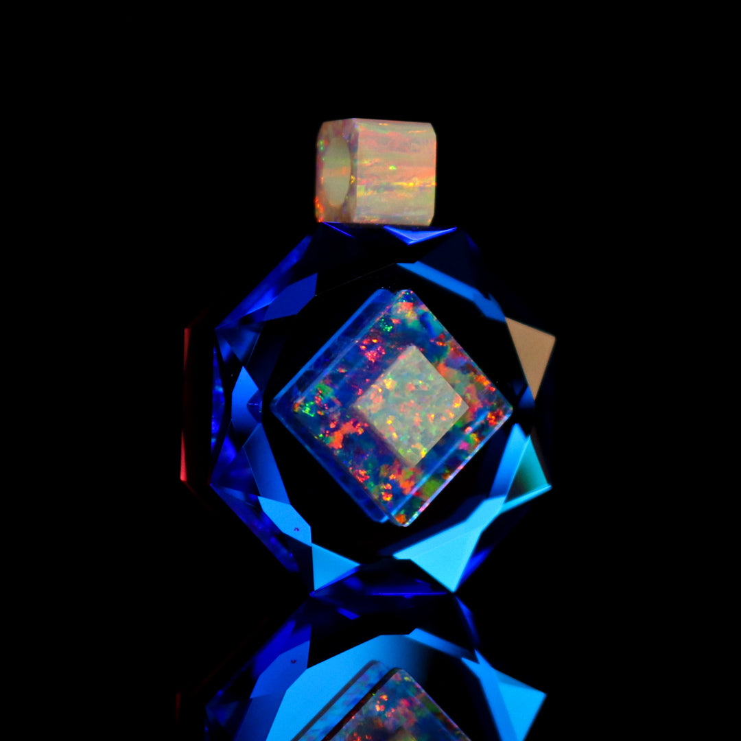 Faceted Blue Amethyst Opal Pendant