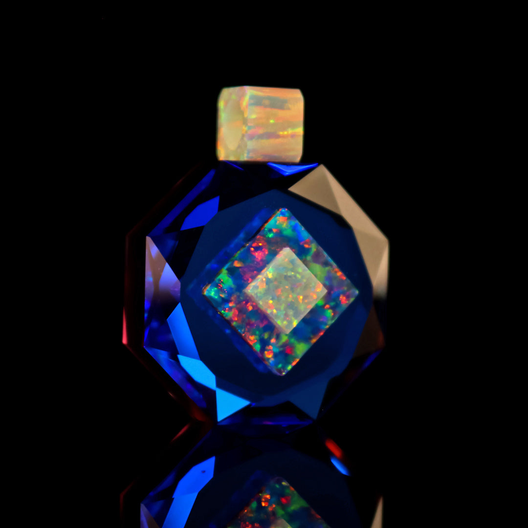 Faceted Blue Amethyst Opal Pendant
