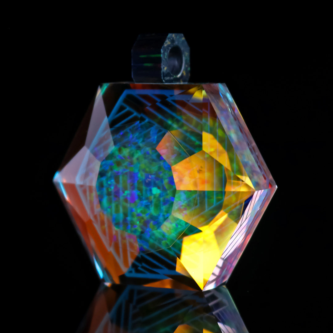 Faceted Hexagon Opal Gem Pendant