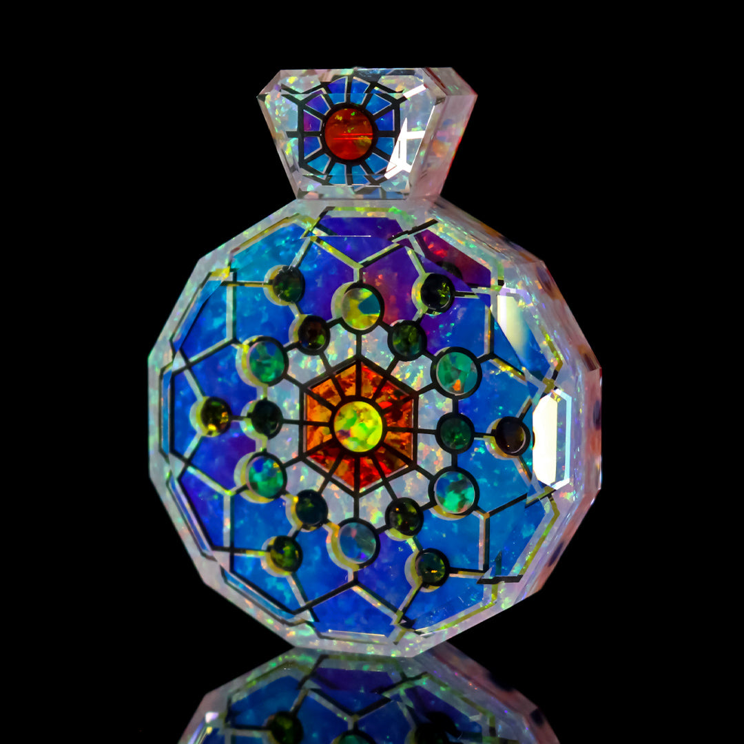 Cosmic Lotus Socketed Opal Amulet