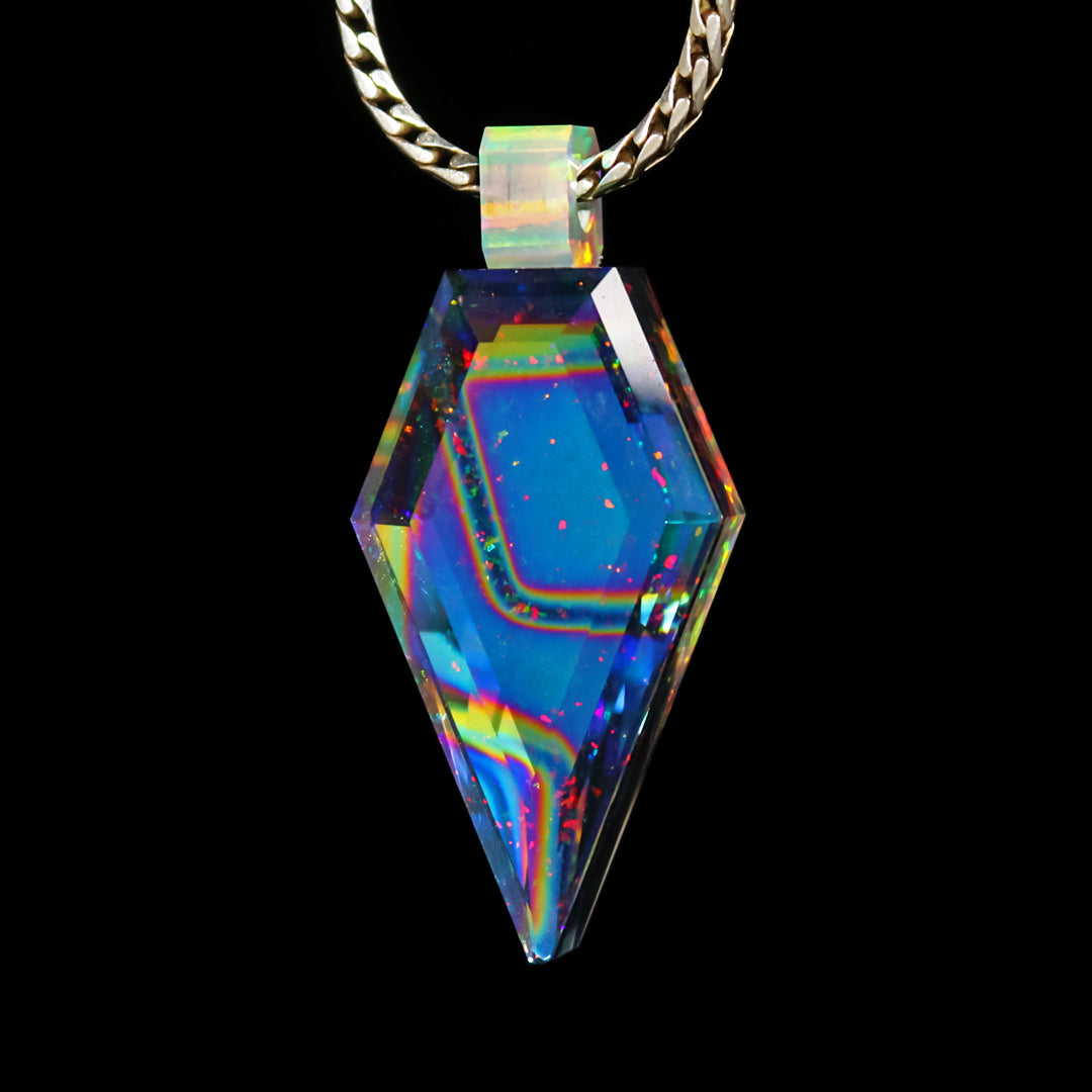 Faceted Cosmic Crystal Opal Pendant