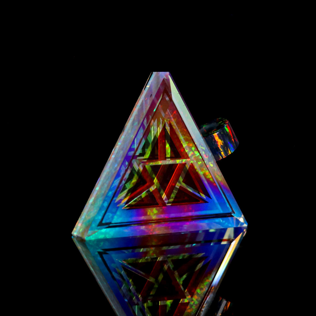 Mini Cosmic Dust Opal Triangle Pendant