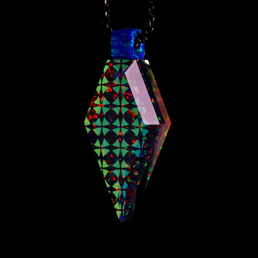 Faceted Dichro Grid Crystal Opal Pendant