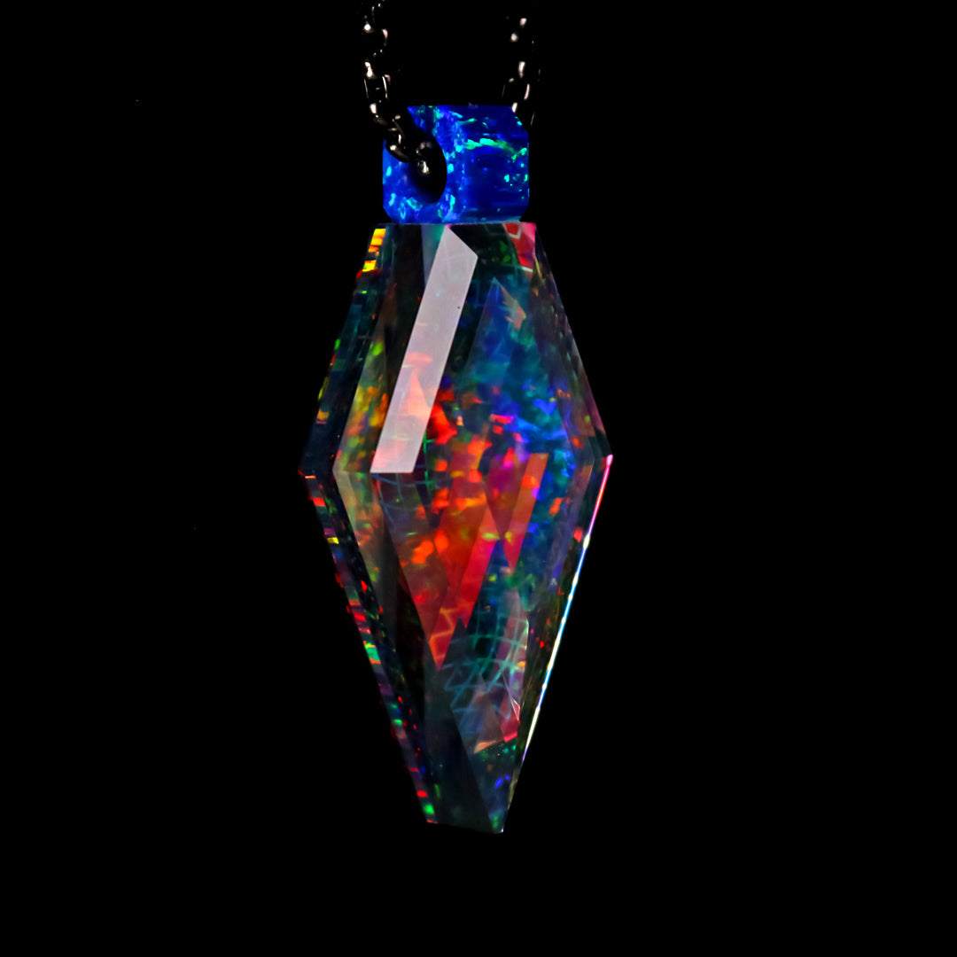 Faceted Dichro Grid Crystal Opal Pendant
