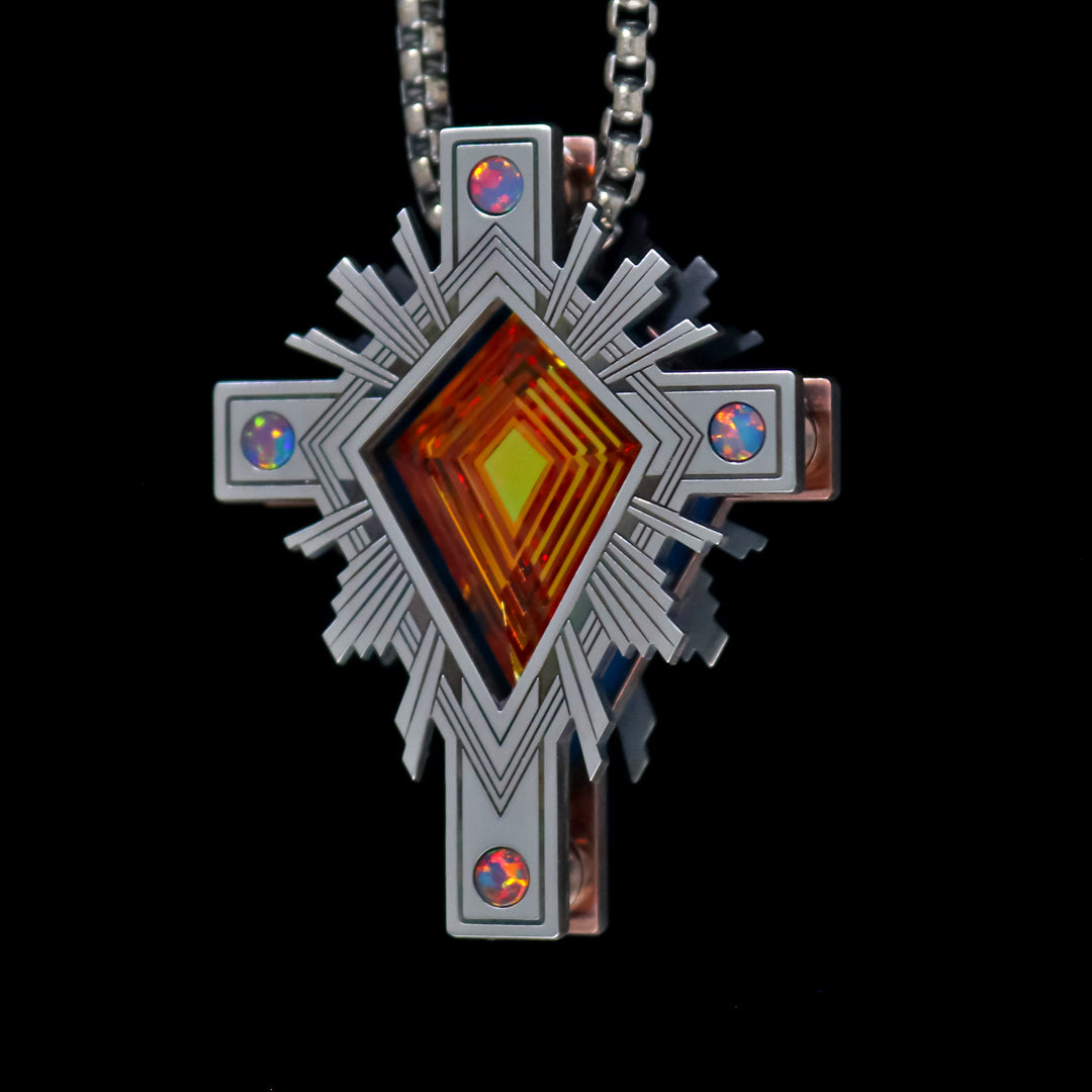 Custom Cross Hidden UV Opal Gem