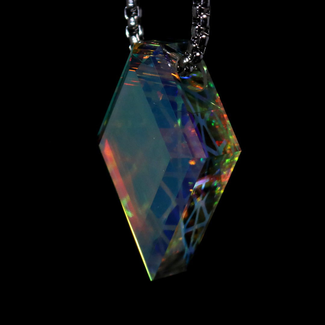 Faceted Deco Diamond Opal Pendant