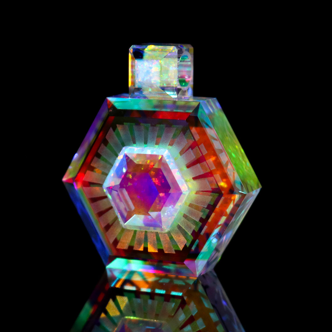 Faceted Hexagon Dichro Infinity Pendant