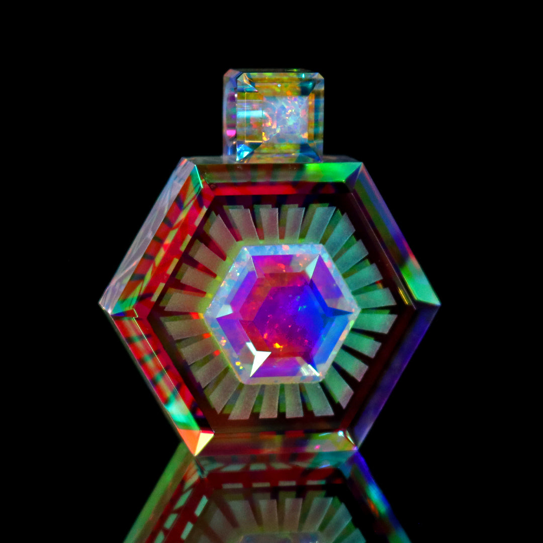 Faceted Hexagon Dichro Infinity Pendant