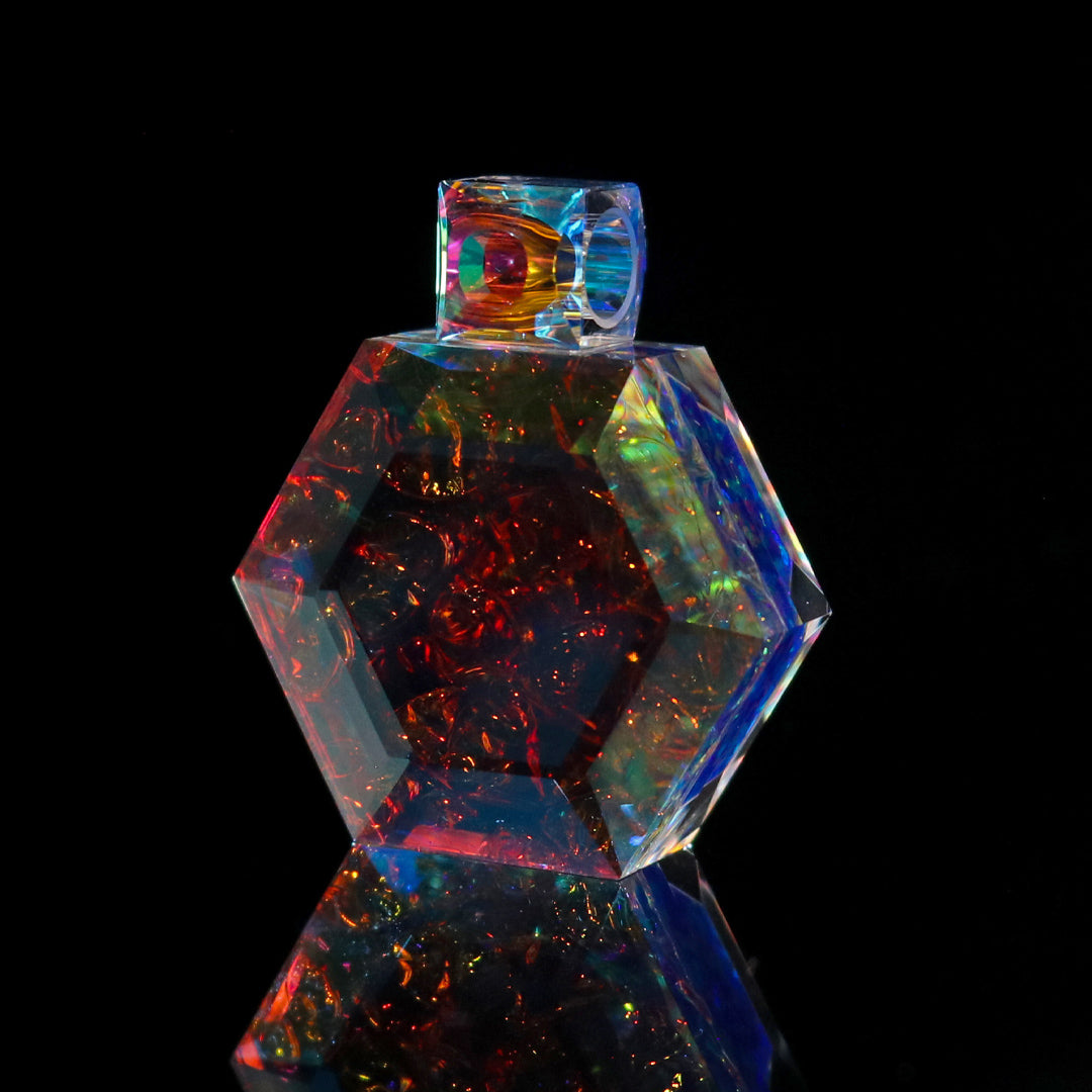 Faceted DichroLam Opal Hexagon Pendant
