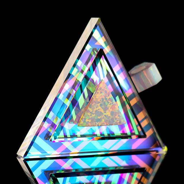 Dichro Crystal Lattice Opal Triangle Pendant
