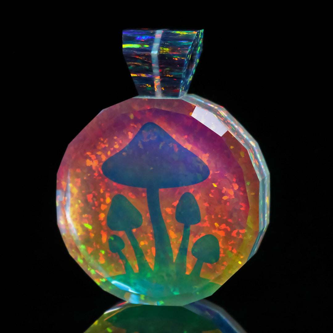 Faceted Dichropal Mushroom Cluster Pendant