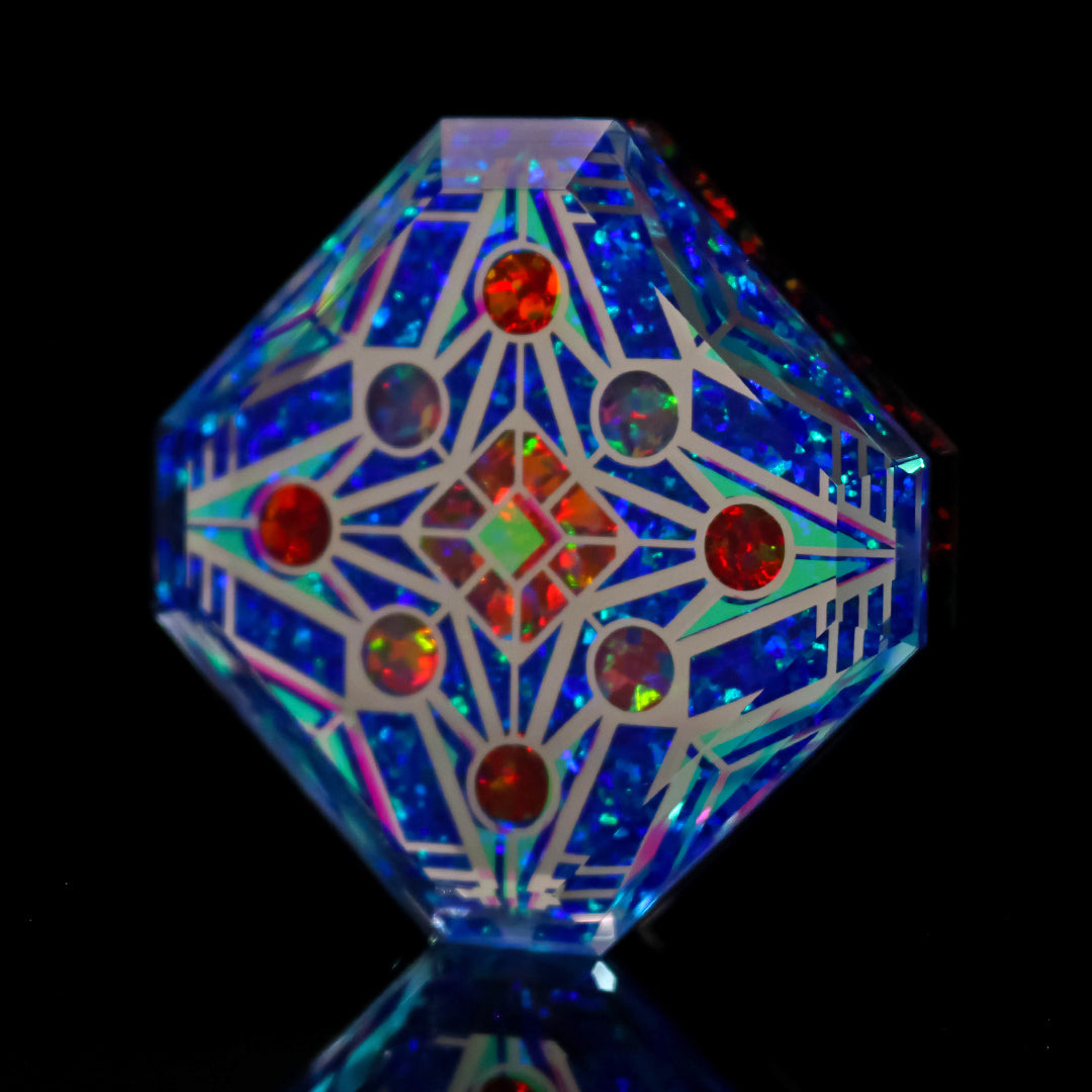 Faceted Double Diamond Socketed Opal Amulet