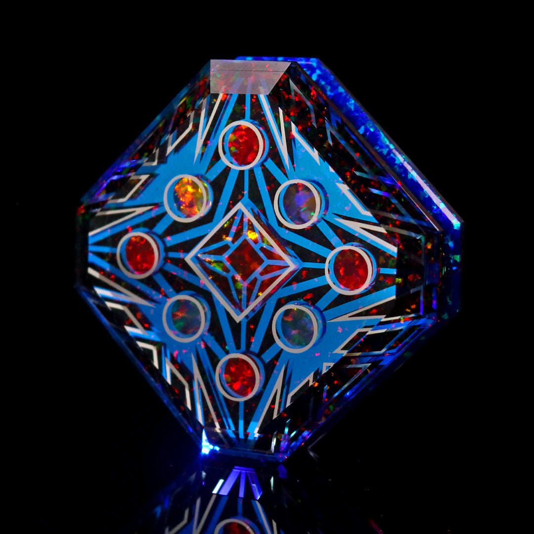 Faceted Double Diamond Socketed Opal Amulet