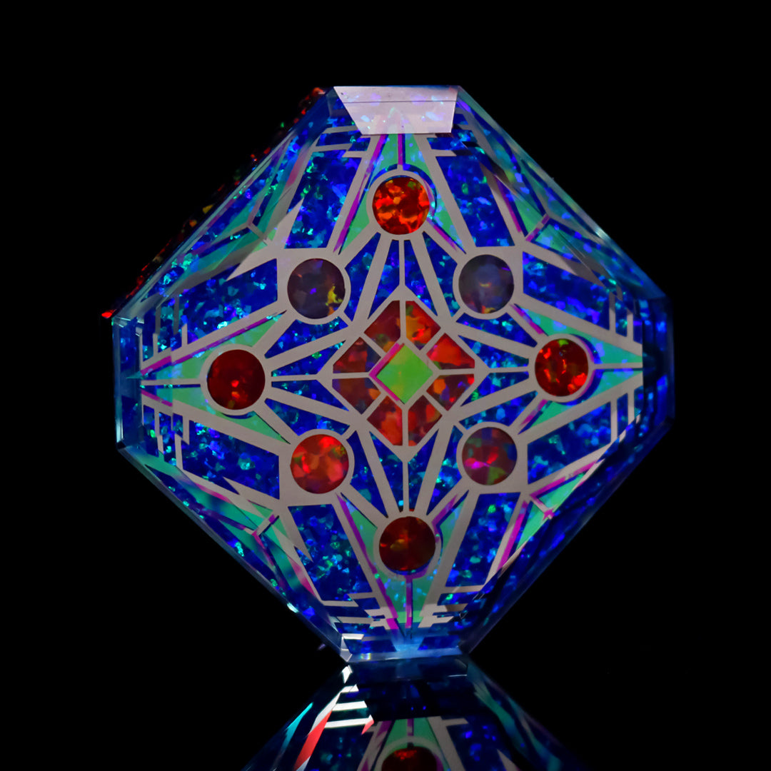 Faceted Double Diamond Socketed Opal Amulet