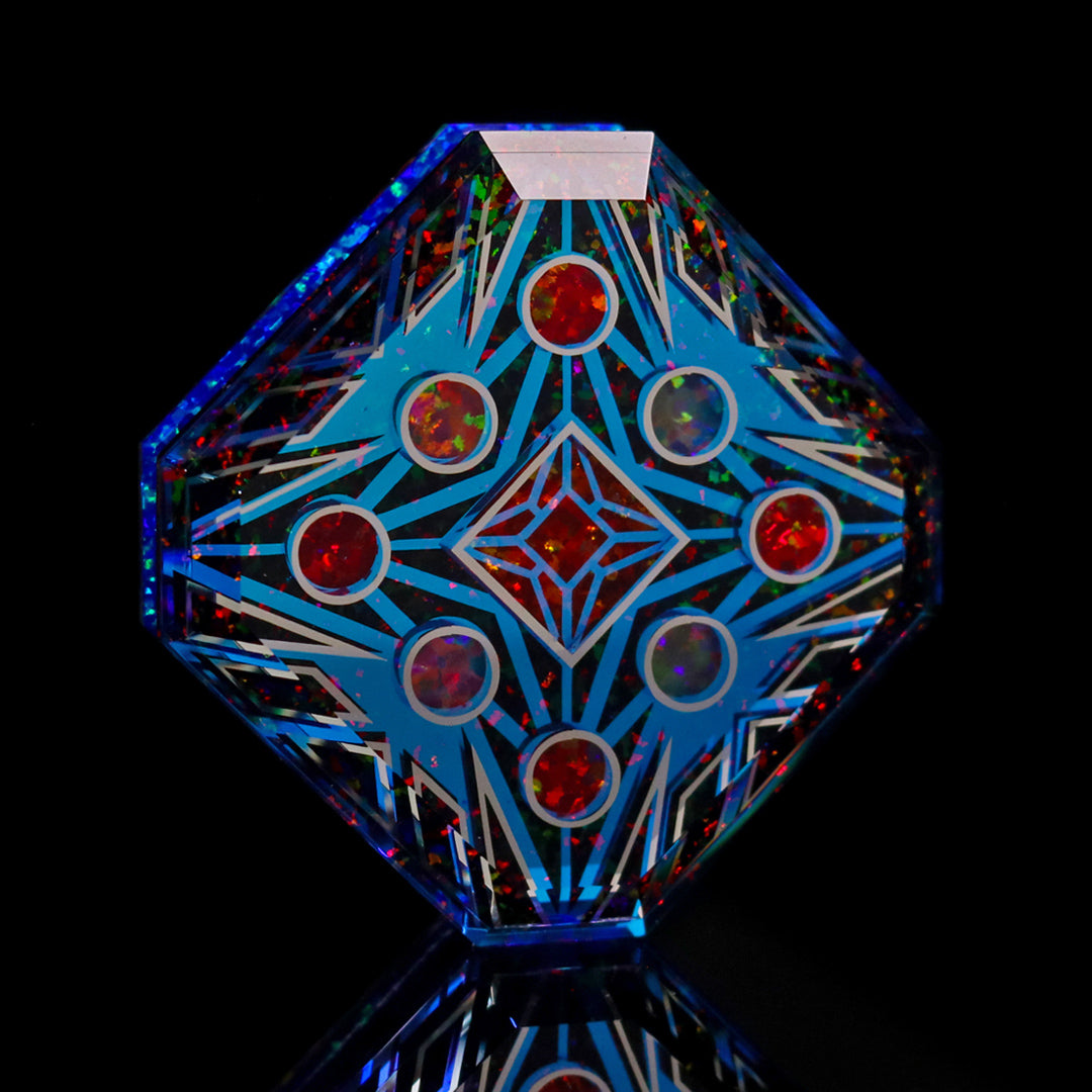 Faceted Double Diamond Socketed Opal Amulet