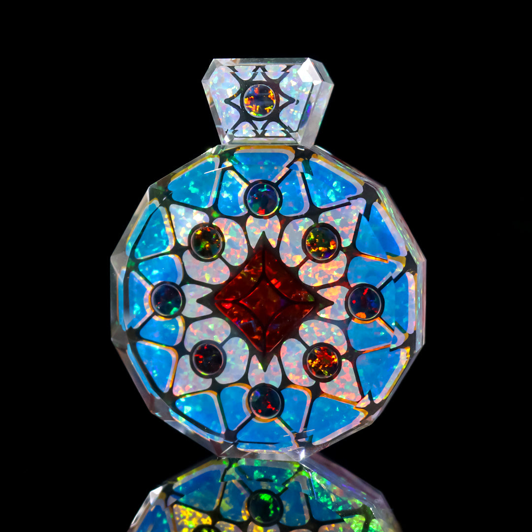 Socketed Silver Lattice Opal Amulet – KravinGlass