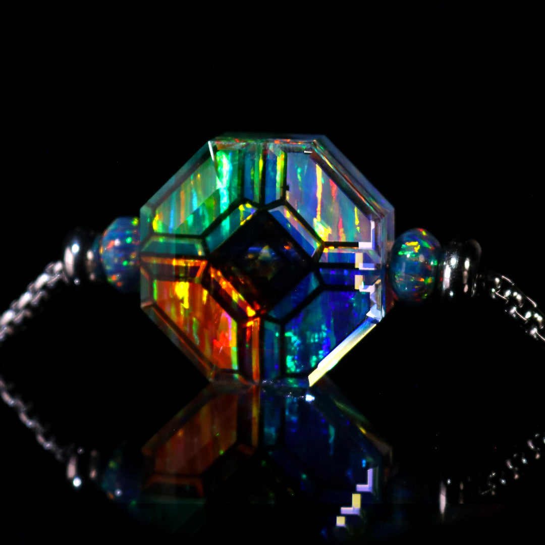 Faceted Elemental Opal Bead Necklace
