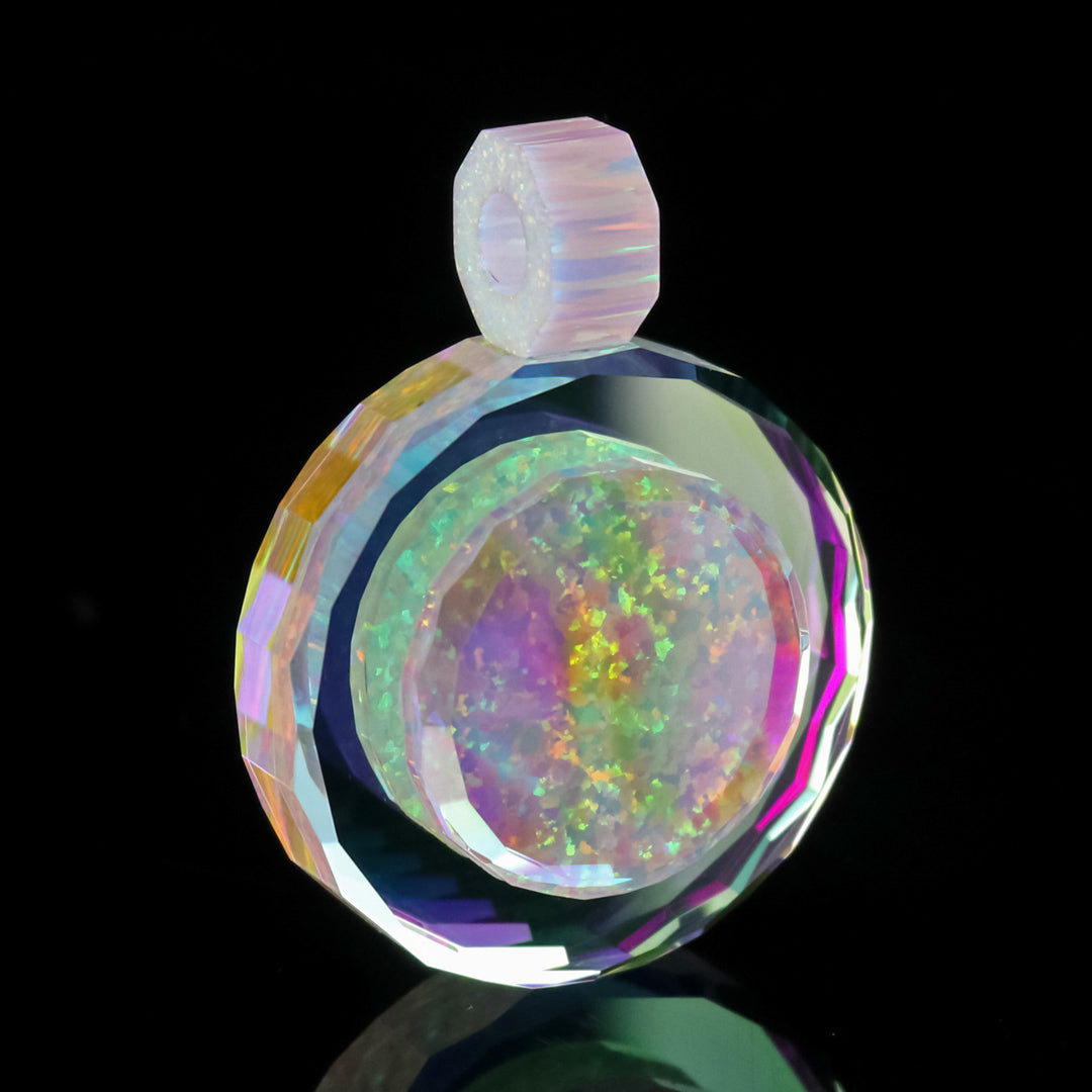 Faceted Dichropal Disk Infinity Pendant