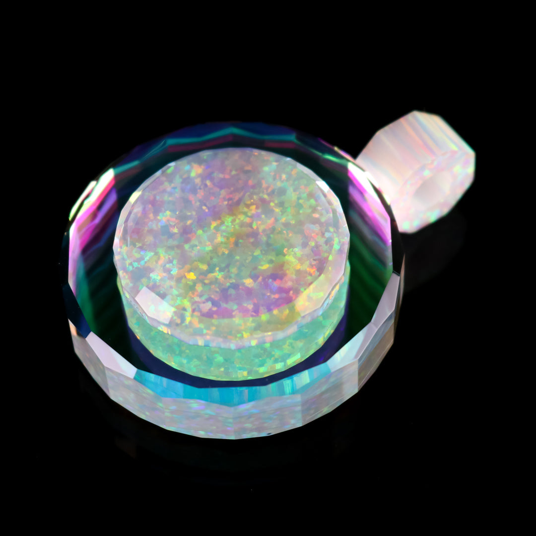 Faceted Dichropal Disk Infinity Pendant