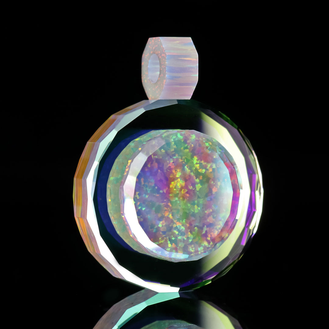 Faceted Dichropal Disk Infinity Pendant
