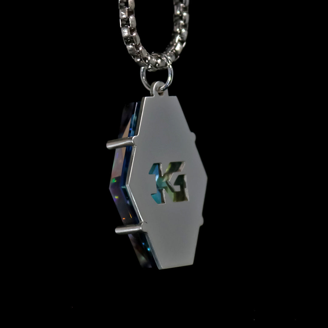 Faceted Hexagon HoloGem w/ Silver Setting