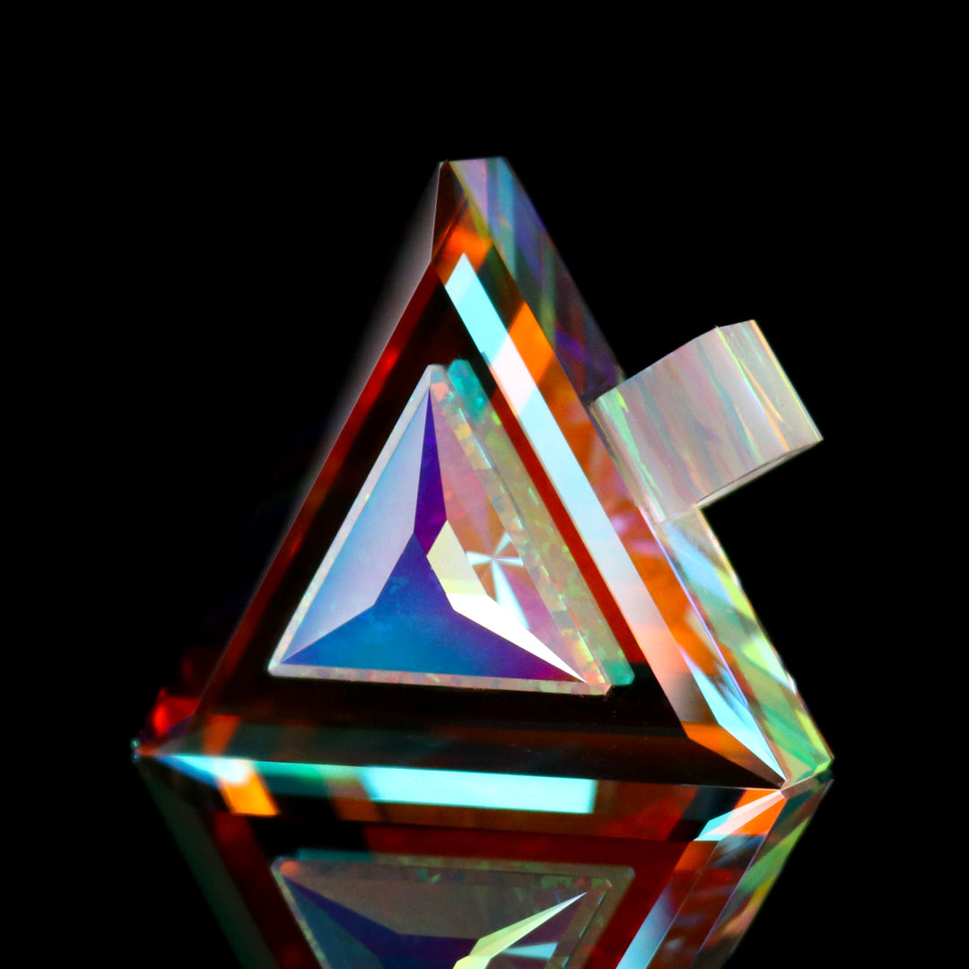 Faceted Opal Infinity Triangle Pendant