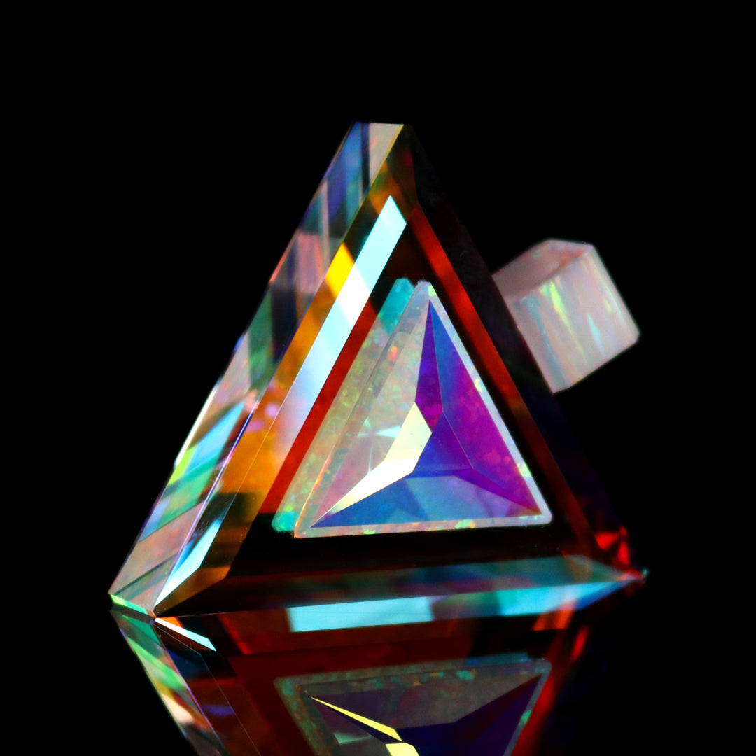 Faceted Opal Infinity Triangle Pendant