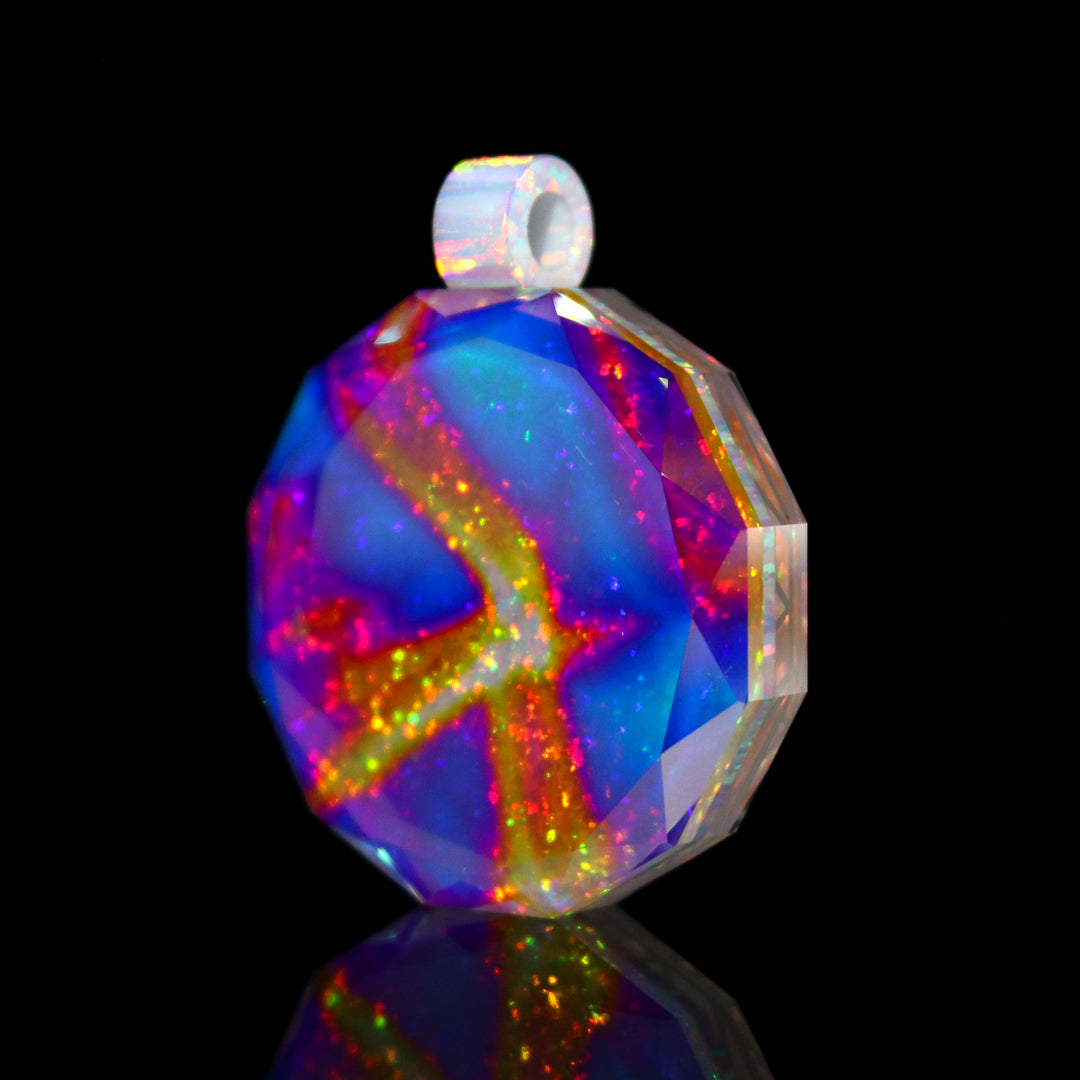 Faceted Glow in the Dark Cube Opal Pendant