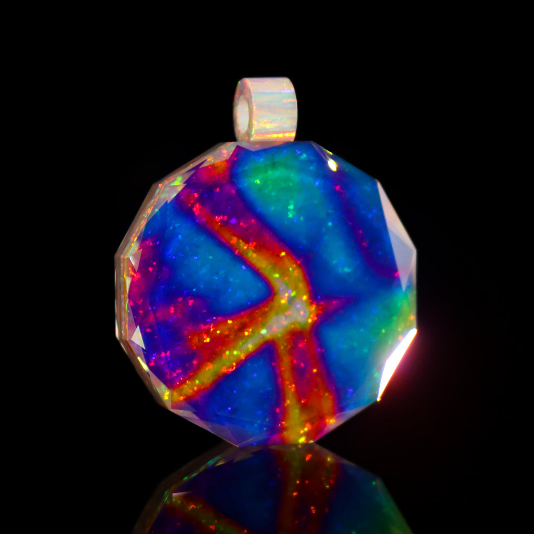 Faceted Glow in the Dark Cube Opal Pendant
